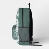 Blauwgroen en wit Frans Toile Pattern Gepersonalis Bedrukte Rugzak (Rechts)