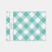 Blauwgroen en wit Gingham Pset op maat Fleece Deken (Voorkant (Horizontaal))