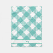 Blauwgroen en wit Gingham Pset op maat Fleece Deken (Voorkant)