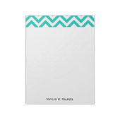 Blauwgroen en wit groots Chevron ZigZag Pattern Notitieblok (Gedraaid)