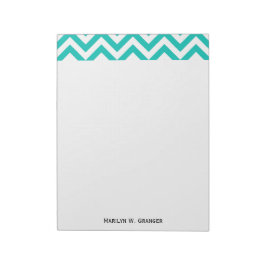 Blauwgroen en wit groots Chevron ZigZag Pattern Notitieblok