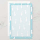 Blauwgroen en wit kattenpatroon briefpapier (Voorkant / Achterkant)