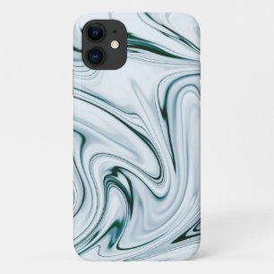Blauwgroen en wit marmer werveleffect iPhone 11 hoesje