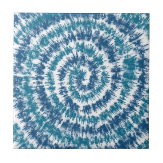 Blauwgroen en wit Modern Retro Tegeltje (Voorkant)