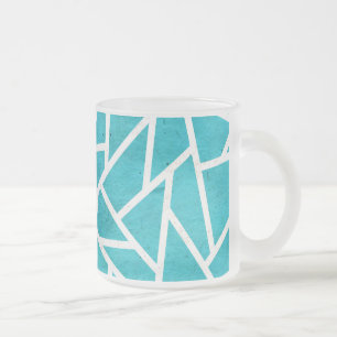 Blauwgroen en wit mozaïekpatroon matglas koffiemok