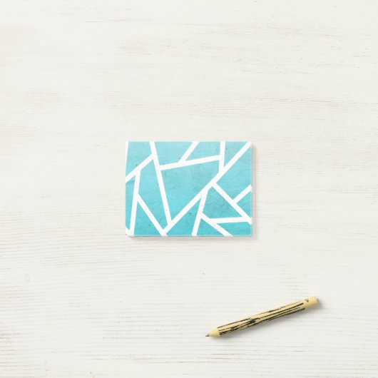 Blauwgroen en wit mozaïekpatroon post-it® notes (Op bureau)