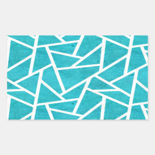 Blauwgroen en wit mozaïekpatroon rechthoekige sticker