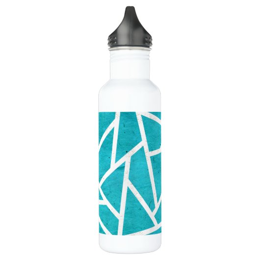 Blauwgroen en wit mozaïekpatroon waterfles  (Links)