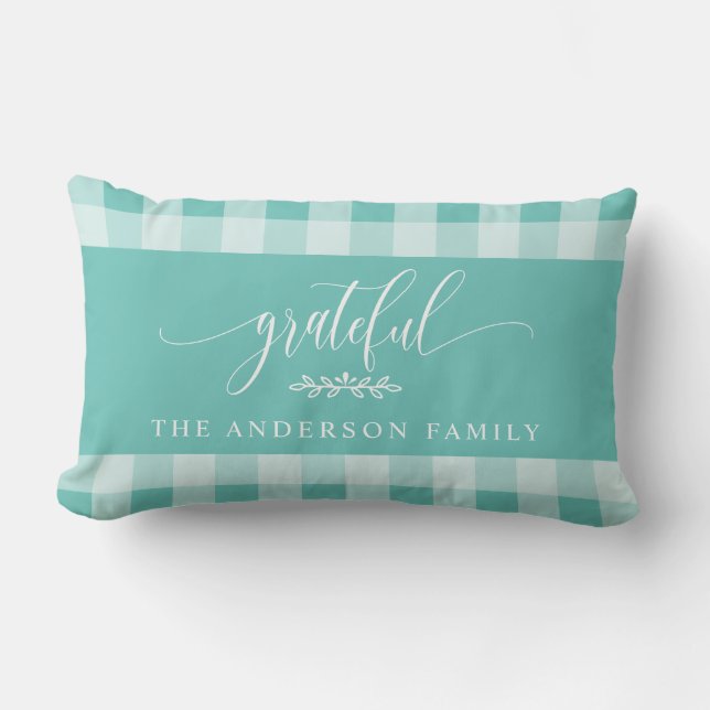 Blauwgroen en witte buffels op maat kussen (Voorkant)