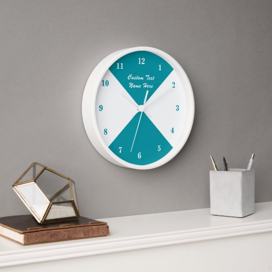 Blauwgroen en witte Check Clock Aangepaste tekst e (Kantoor)