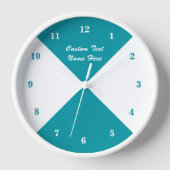Blauwgroen en witte Check Clock Aangepaste tekst e (Voorkant)