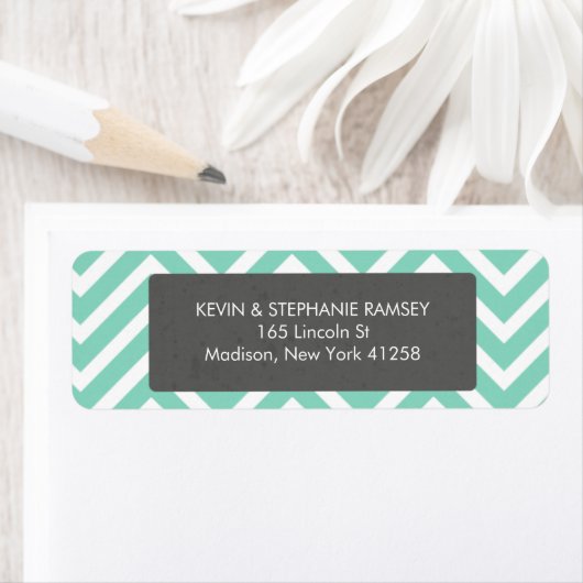 Blauwgroen en witte Chevron Etiket (Insitu)