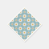 Blauwgroen en Witte Daisy Bloempatroon Papieren se Servetten (Hoek)
