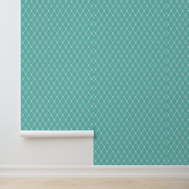 Blauwgroen en witte diamantvorm- BG Veranderlijk Behang (Applicatie)