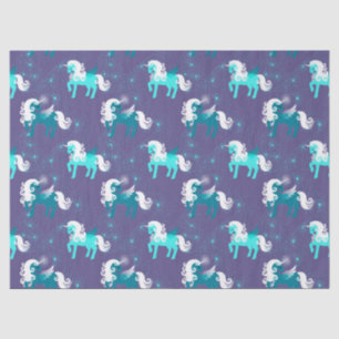 Blauwgroen en witte eenheden op Paarse ontkoppelin Tissuepapier