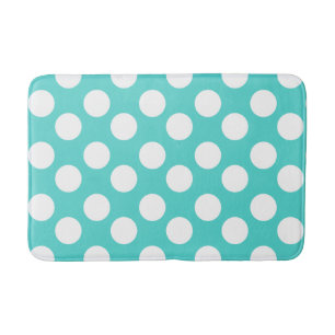Blauwgroen en witte grote poka dot bath Mat