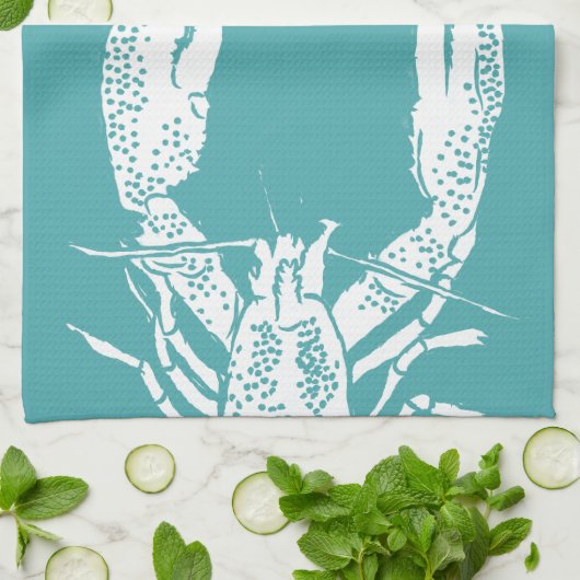 Blauwgroen en witte kreeft, persoonlijk geïndividu theedoek (Gevouwen)