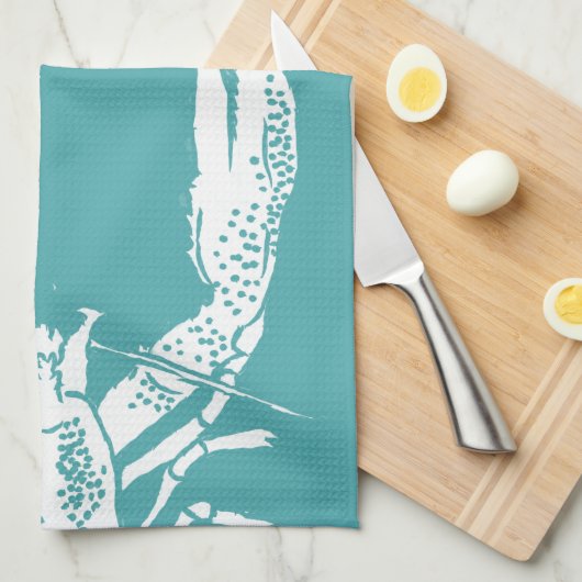 Blauwgroen en witte kreeft, persoonlijk geïndividu theedoek (Quarter Fold)