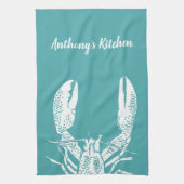 Blauwgroen en witte kreeft, persoonlijk geïndividu theedoek (Verticaal)