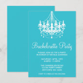 Blauwgroen en witte kroonluchter vrijgezellenfeest kaart (Voorkant / Achterkant)