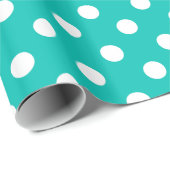 Blauwgroen en witte poka dot Pattern Cadeaupapier (Rol Hoek)
