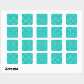 Blauwgroen en witte poka dot Pattern Vierkante Sticker (Vel)
