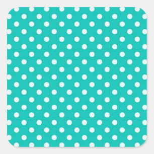 Blauwgroen en witte poka dot Pattern Vierkante Sticker
