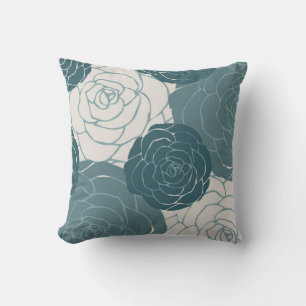 Blauwgroen en witte rozen kussen