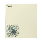 Blauwgroen en witte rozen notitieblok (Voorkant)