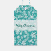 Blauwgroen en witte sneeuwvlokken Winter Wonderlan Cadeaulabel (Achterkant)