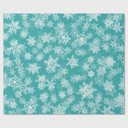 Blauwgroen en witte sneeuwvlokken Winter Wonderlan Cadeaupapier (Vlak)