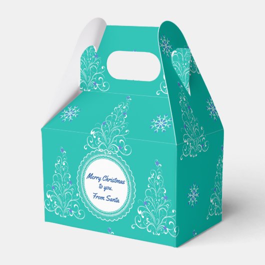 Blauwgroen en witte vakantie Gable Favor Gift Box Bedankdoosjes (Voorkant Zijde)