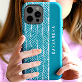 Blauwgroen en witte visgraat gepersonaliseerde naa Case-Mate iPhone case