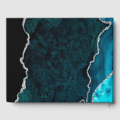 Blauwgroen en zilver Glitter Agate Weddenschap Boe Gastenboek (Achterkant)