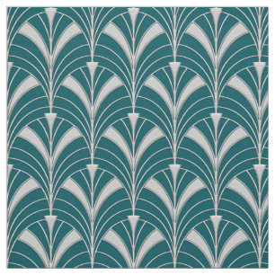 Blauwgroen en zilveren Deco-stijl Stof