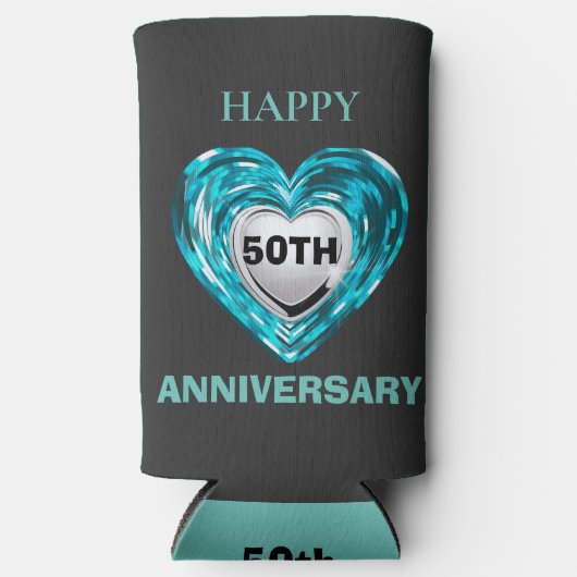 Blauwgroen en zilveren harten , 50ste trouwdag (Voorkant)