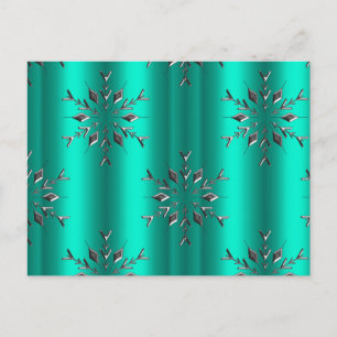 Blauwgroen en zilveren kerststerren briefkaart
