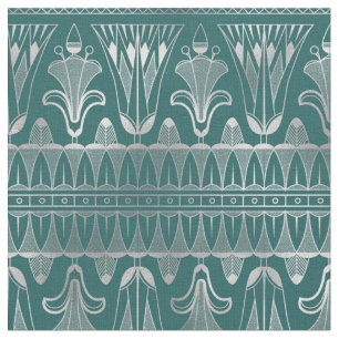 Blauwgroen en zilverkunst Deco Stof