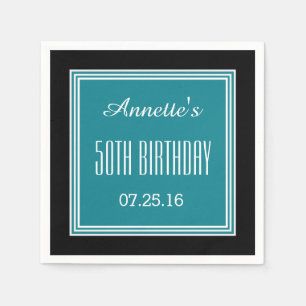 BLAUWGROEN en ZWART 50th Birthday Custom V014L Servetten