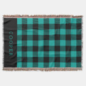 Blauwgroen en zwart buffelmonogram deken (Voorkant)