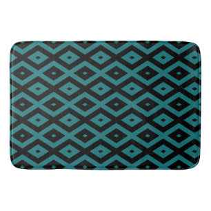 Blauwgroen en zwart diamantpatroon badmat