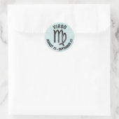 Blauwgroen en zwart Horoscoop teken Maagd Symbool Ronde Sticker (Tas)