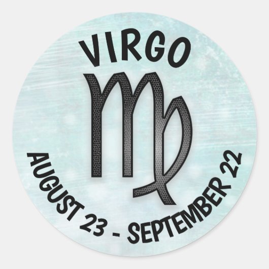 Blauwgroen en zwart Horoscoop teken Maagd Symbool Ronde Sticker (Voorkant)