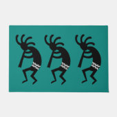 Blauwgroen en zwart Kokopelli zuidwest design Deurmat (Voorkant)