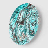 Blauwgroen en zwart marmer vloeibare kunst grote klok (Hoek)