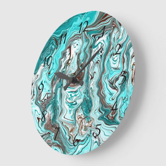 Blauwgroen en zwart marmer vloeibare kunst grote klok (Hoek)