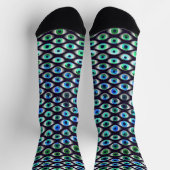 Blauwgroen en zwart-wit Eyes Pattern Cool Quirky F Sokken (Top)