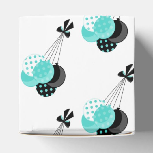 Blauwgroen en zwarte ballon viering bedankdoosjes (Bovenkant)