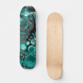 Blauwgroen en zwarte bubbels digitale vloeistofsce skateboard (Voorkant)