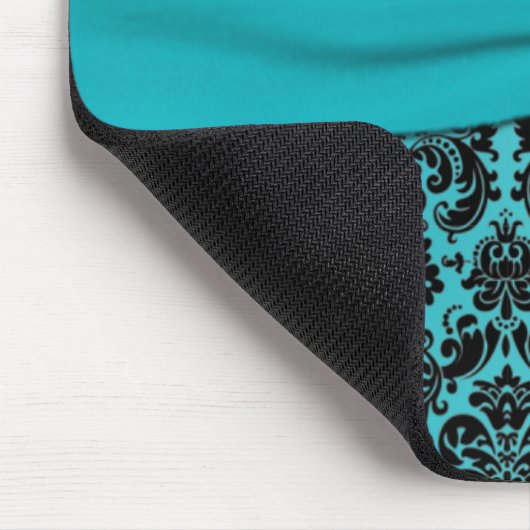 Blauwgroen en zwarte Damask Mousepad Muismat (Hoek)